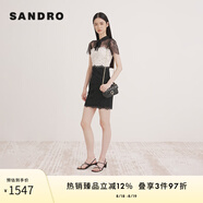 SANDRO【線上限定】經(jīng)典款女裝鏤空蕾絲拼接高腰修身連衣裙SFPRO00765 淡褐色（偏白）(尺碼偏小，建議拍大1碼) S