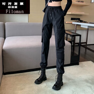 菲洛曼（FEILUOMAN）搭配馬丁靴的褲子女工裝褲春秋款2025新款帥氣束腳顯瘦高腰運(yùn)動(dòng)褲 黑色（春秋） 薄款 M （103-113斤）