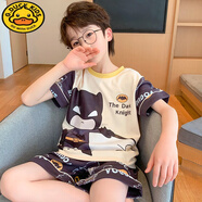 G.DUCKKIDS兒童睡衣夏季男童奧特曼純棉短袖薄款男孩寶寶卡通女孩家居服套裝 短袖套G5532#蝙蝠俠 170 8碼【建議身高95-105cm】
