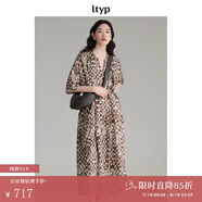 旅途原品（ltyp）格子連衣裙優(yōu)雅隨性藝術(shù)印花蝙蝠袖夏季原創(chuàng)設(shè)計(jì)感中長(zhǎng)裙 咖色-定制手繪水彩方格子 L -XL-165-170cm（現(xiàn)貨）