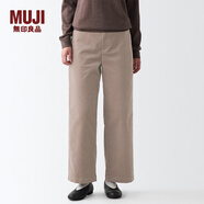 無印良品（MUJI）女式 彈力燈芯絨寬版褲 休閑闊腿長褲子秋冬款 BEE07C2A 淺米色 S 155/62A