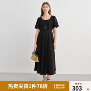 獨(dú)束大碼女裝【線雕裙】歐若風(fēng)氣質(zhì)連衣裙2025新款時(shí)尚顯瘦吊帶裙 赫本黑-短袖款 2XL （尺碼：4）