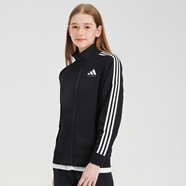 阿迪達(dá)斯 （adidas）春秋套裝 兒童運(yùn)動(dòng)套裝新款戶外休閑夾克長(zhǎng)褲兩件套 黑/白色 140