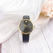 摩凡陀（Movado）女表Ultra Slim瑞纖系列新款商務(wù)休閑簡約超薄表盤女石英防水手表 黑金0607091 35mm