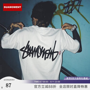 SuaMoment【嚴浩翔同款】SuaMoment抓痕基礎(chǔ)字母情侶T恤國潮流純棉短袖半袖 白色 XL