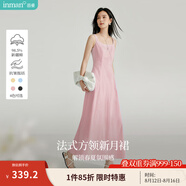 茵曼（INMAN）章若楠同款歐若風(fēng)法式吊帶連衣裙2025夏季新品女裝淡鵝黃色裙子 粉色（方領(lǐng)) XL