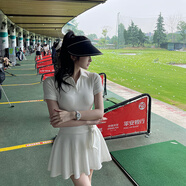 意大利·Bc[高爾夫系列]夏季連衣裙上衣短裙套裝女子短袖高爾夫服 米白色 L 均碼