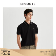 巴魯特（Brloote）男士短袖POLO衫桑蠶絲混紡商務(wù)體恤衫男夏 黑色 165