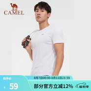 駱駝（CAMEL） 運(yùn)動(dòng)短袖T恤春夏情侶款寬松透氣休閑跑步健身運(yùn)動(dòng)上衣 6002，白色，男 2XL