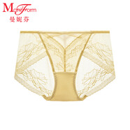 曼妮芬新款性感蕾絲透氣中低腰內(nèi)褲 女士抗菌底檔短褲底褲 060黃色 L 165/95