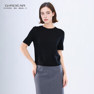 哥弟（GIRDEAR）女裝爆款夏新款上衣黑色氣質(zhì)顯瘦百搭透氣短袖T恤138101 黑色 XL (5碼)