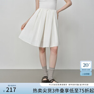 范思藍(lán)恩純色百搭A(yù)字裙女2025秋新款寬松壓褶半裙3226 白色 XL