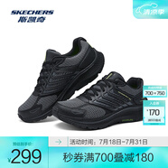 斯凱奇（Skechers）暮光鞋丨2025新品運(yùn)動(dòng)跑鞋男女款高回彈輕質(zhì)吸震綁帶休閑鞋 男款-黑色/炭灰色/BKCC 41