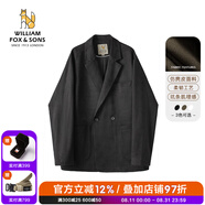William fox&sons新復(fù)古回潮仿麂皮絨小西服男輕商務(wù)復(fù)古寬松易打理便西休閑西裝男 黑色（雙排扣） L /50