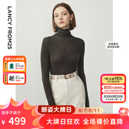 朗姿【王楚然同款】純羊毛高領(lǐng)針織衫春冬內(nèi)搭打底上衣曠野美拉德 深橄欖綠色2 M