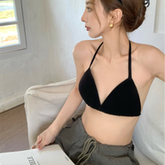 刃蕉夏季度假風(fēng)性感辣妹外穿掛脖吊帶背心綁帶三角杯內衣比基尼上衣女 玫紅 均碼 (80-120斤)