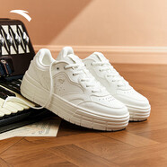 安踏（ANTA）板鞋女春季新款厚底低幫小白運動(dòng)鞋122548032 象牙白-1 37.5 (女6.5)