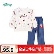 迪士尼寶寶（Disney Baby）童裝男童女童套裝潮酷米奇米妮衛(wèi)衣套裝兒童外出服 杏色T1211 5歲/身高120cm