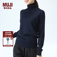 無(wú)印良品 MUJI 女式 天竺 高領(lǐng)毛衣 W8AA871 秋冬長(zhǎng)袖針織衫 海軍藍(lán) XXL
