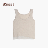 本澀 BSIEE2025年新款趙昭儀明星麻感襯衫設計雜紗背心藝術腰帶闊腿褲女 杏黃色 -升級版背心 均碼