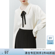 范思藍(lán)恩22FS4072法式軟糯風(fēng)毛衣女秋冬新款蝴蝶結(jié)飄帶針織衫 米白色 XS