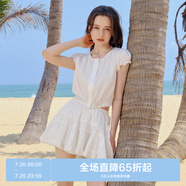 樂(lè )町公主蓬蓬短裙多層下擺蕾絲半身裙俏皮甜美小A裙 白色（現貨） S
