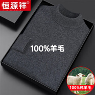 恒源祥100%純羊毛絨衫男高領(lǐng)毛衣冬季加厚保暖衣服羊毛針織衫打底衫男裝 7830【半高 領(lǐng)灰色】純?nèi)?00羊 L 170【體重120-135斤】