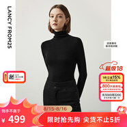 朗姿【王楚然同款】純羊毛高領(lǐng)針織衫春冬內(nèi)搭打底上衣曠野美拉德 黑色2 XL
