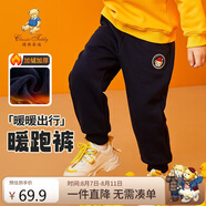 Classic Teddy精典泰迪兒童加絨褲子男女童保暖長(zhǎng)褲中大童裝加厚衛(wèi)褲 深藍(lán) 110 