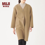 無印良品（MUJI）女式 羊毛混 雙面大衣 毛呢外套 秋冬簡約風外衣W9AD225 駝色 L 165/88A