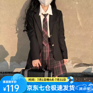 蘿美醬jk制服西裝外套春秋季原創(chuàng)款學(xué)院風(fēng)校供感小個子短外衣女開衫JK夏 二粒扣黑色西裝 【建議拍大一碼】 2XL