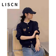 LISCN英倫學(xué)院風(fēng)秋裝上衣2025新款針織衫外套女裝韓系穿搭開衫外搭毛衣 藏青 M