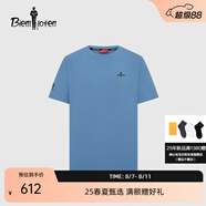比音勒芬2025夏季新款透氣圓領(lǐng)防曬短袖T恤休閑簡約親膚男士上衣日常通勤 69藍灰色 L （105）