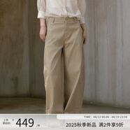 阿依蓮褲子秋季女2025新款高檔氣質(zhì)直筒休閑褲流行顯瘦垂感闊腿褲長(zhǎng)褲 杏仁卡其 S