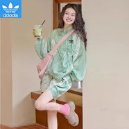 阿迪達(dá)斯（adidas）三葉草休閑運(yùn)動(dòng)服套裝女孩夏季薄款多巴胺穿搭防曬衣防曬服兩件套 S