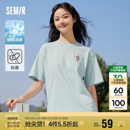 森馬（Semir）【多彩涼感T】短袖t恤女夏中長款寬松舒適刺繡上衣109324100007