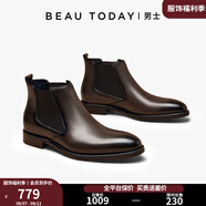 BEAUTODAY切爾西短靴男士商務(wù)鞋子男鞋2025新款工裝皮靴英倫風(fēng)復(fù)古馬丁靴子 英倫咖 42 =皮鞋43碼