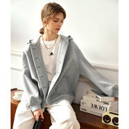 Olrain歐芮兒慵懶衛衣外套春秋女裝連帽通勤上衣 花灰色（第二批次） S