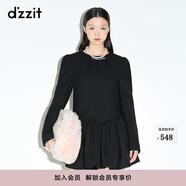DZZIT地素明星同款春休閑圓領(lǐng)長(zhǎng)袖連衣裙女3E1O6061A 黑色 S