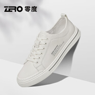零度男鞋板鞋2025秋季新款頭層牛皮休閑皮鞋男士時(shí)尚拼接透氣小白鞋 白色 38