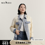 謎底短款羽絨服女冬新品時尚拼接牛仔寬松百搭鴨絨234MY1589 米白 M