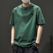 東方駱駝（EASTERN CAMEL）短袖t恤男士白色2025新款夏季寬松男生半袖刺繡體恤冰絲速干上衣 2881軍綠【4.0升級涼感棉面料】 M 90-105斤