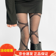 夜間教習室性感黑色銀蔥絲襪女綁帶花紋閃光亮絲連褲襪黑絲打底褲 黑色 均碼