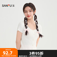 三福毛衣2025秋季舒適圓領(lǐng)開(kāi)衫簡(jiǎn)約時(shí)尚上衣女裝505898 米白色 S