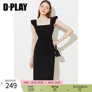 DPLAY2025夏季新款黑色連衣裙女修身吊帶裙長(cháng)裙赫本小黑裙包臀裙 經(jīng)典黑 M