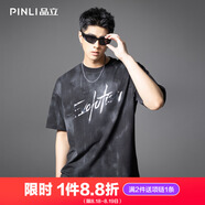PINLI品立2025夏季新款字母印花短袖T恤潮男百搭美式寬松休閑體恤 黑色 M (170)