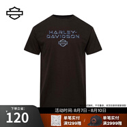 哈雷戴維森城市T恤系列 男士圓領休閑短袖 立體盾標貼圖 黑色 XL