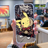 萌鉆 適用蘋果6/6s/plus手機殼新款索隆路飛iphone透明全包四角防摔卡通軟殼個性簡約保護套創(chuàng)意男 透明O-迷彩皮卡丘 蘋果6SPLUS