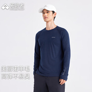 拓路者美麗諾羊毛長袖t恤男秋季戶外徒步登山運動高彈力快干透氣打底衫