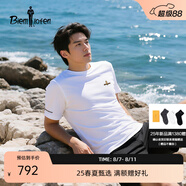 比音勒芬（Biemlfdlkk）【安心品質(zhì)冰舒棉】2025夏新款男士上衣親膚休閑運(yùn)動(dòng)圓領(lǐng)短袖T恤 28米白 2XL （115）
